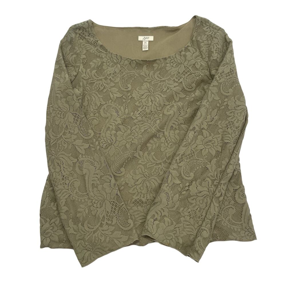 J. Jill Blouse Women's Medium Petite Green Long Sleeve Lace Top